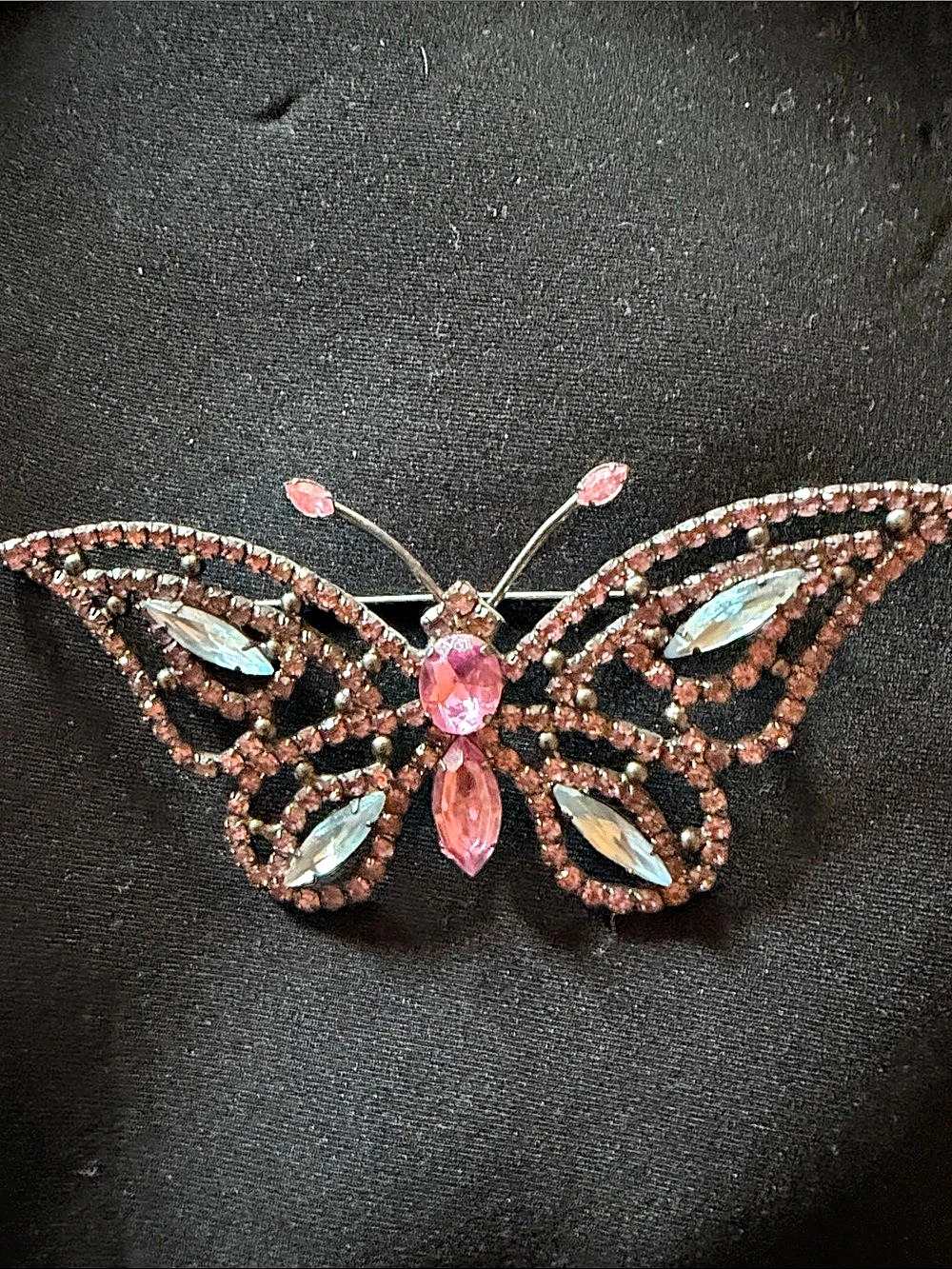 Pink & Brown Butterfly Brooch Like New